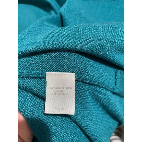 J. Jill Womens Teal Cardigan Sweater M Polyester Wool Blend With Pockets - Picture 12 of 16